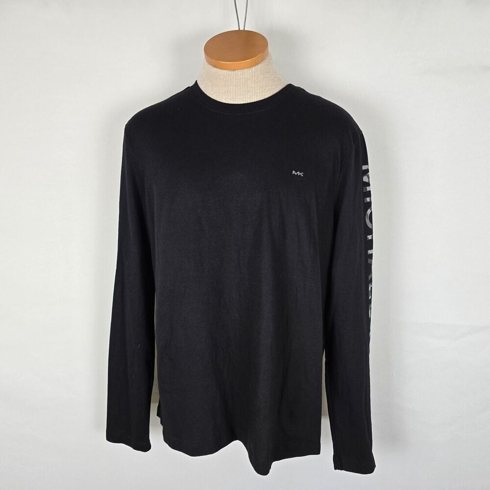 Michael Kors T-Shirt Men's Medium Black MK Name on Long Sleeve in Camo